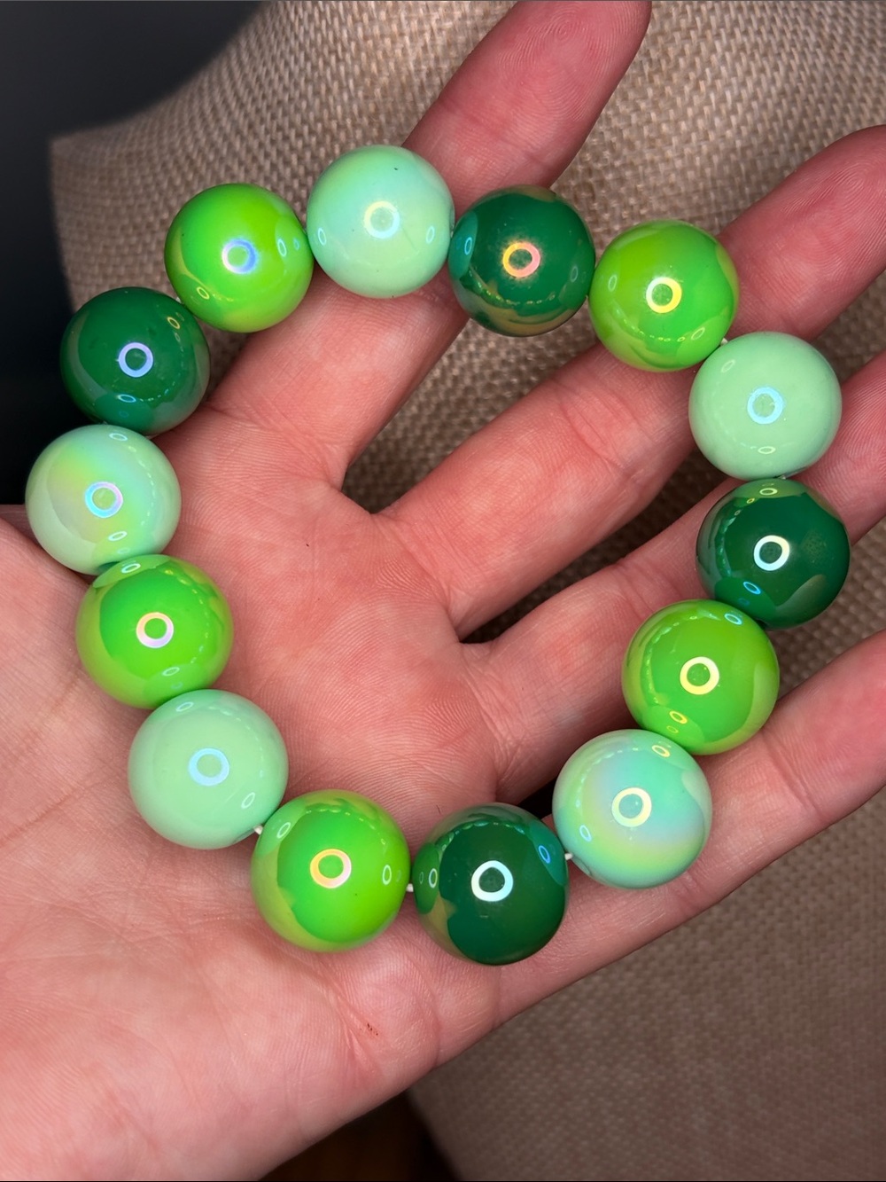 Green Bead Stretch Bracelet - Women Jewelry